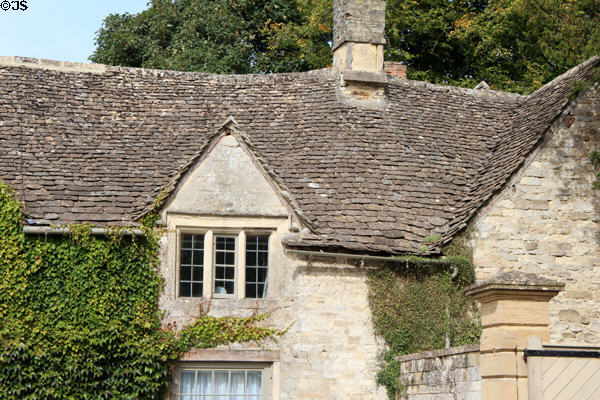 Slate roof on heritage home. Burford, England.