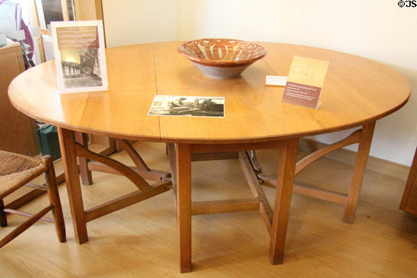 Elliptical double gate leg table (1926) in oak designed by Sir Gordon Russell in Gordon Russell Design Museum. Broadway, England.
