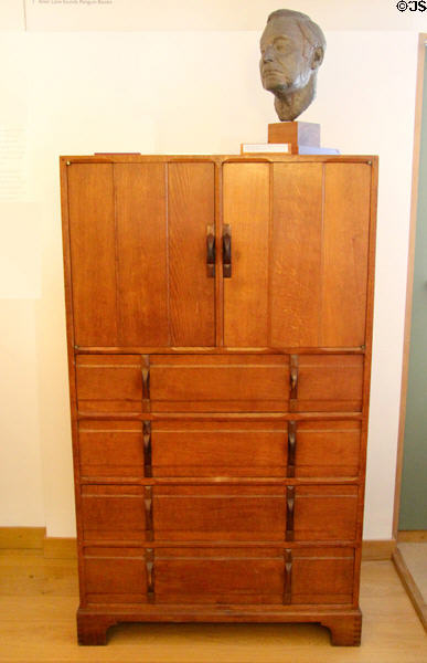 Oak Tall Boy (1926) designed by Sir Gordon Russell at Gordon Russell Design Museum. Broadway, England.