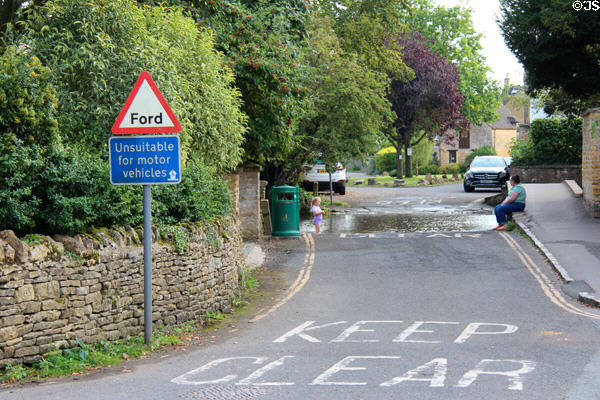 Ford on road leading to town center. Bourton-on-the-Water, England.