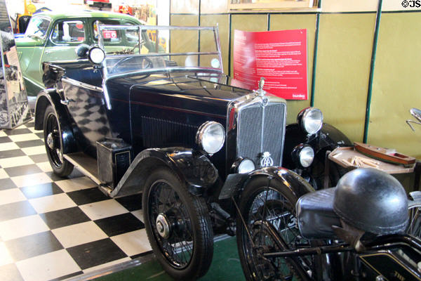Morris Minor (1933) known for its small size & fuel economy at Cotswold's Motoring Museum. Bourton-on-the-Water, England.