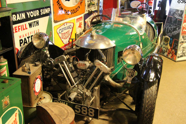 Three wheeled Morgan Super Sports (1936) economical & designed for amateur racing at Cotswold's Motoring Museum. Bourton-on-the-Water, England.