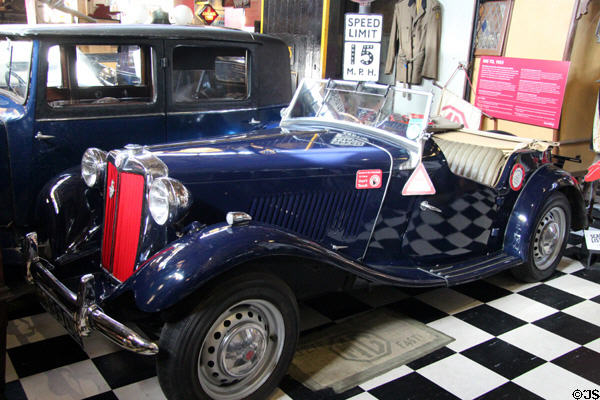MG TD (1953) which kept its 1930's look with the updating of some components at Cotswold's Motoring Museum. Bourton-on-the-Water, England.