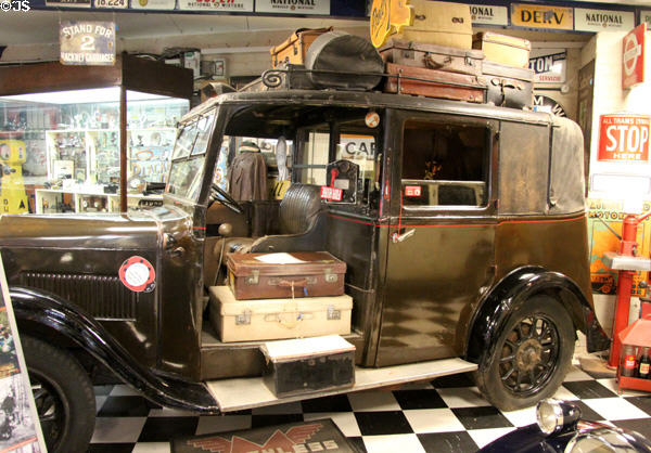 Classic cab piled with luggage at Cotswold's Motoring Museum. Bourton-on-the-Water, England.