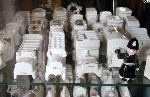 Ceramic souvenirs of British buses at Cotswold's Motoring Museum. Bourton-on-the-Water, England.