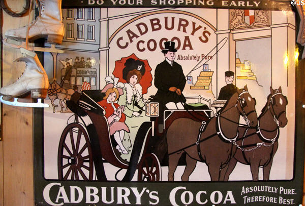 Vintage advertisement for Cadbury's Cocoa at Cotswold's Motoring Museum. Bourton-on-the-Water, England.