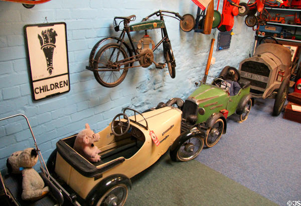 Pedal cars for children to ride at Cotswold's Motoring Museum. Bourton-on-the-Water, England.