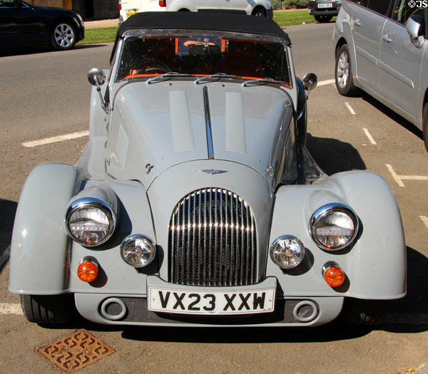 Morgan sports car parked on High St. Chipping Campden, England.