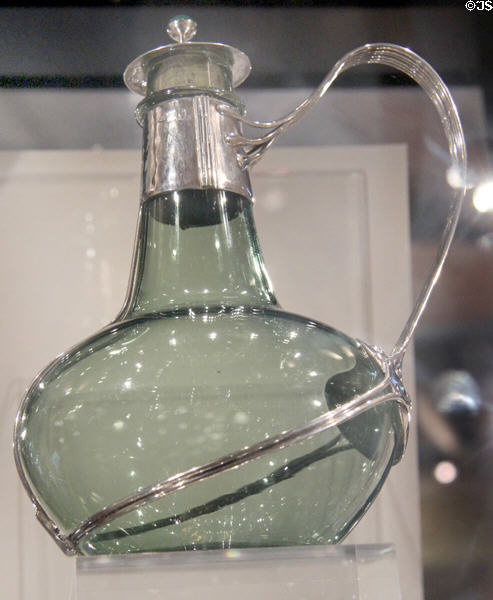 Silver-mounted decanter (1903) designed by Charles Robert Ashbee at Court Barn Museum. Chipping Campden, England.