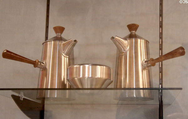 Coffee set (1956) part of Campden range designed by Robert Welch at Court Barn Museum. Chipping Campden, England.