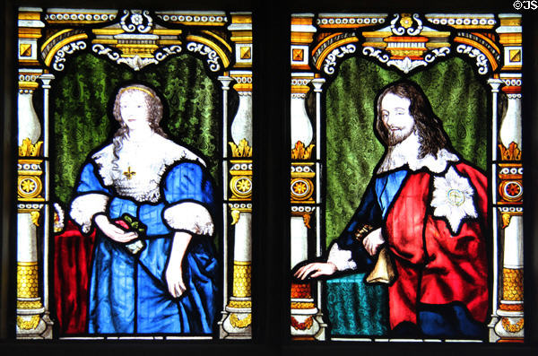 Stained glass panels at Chastleton House. Moreton-in-Marsh, England.