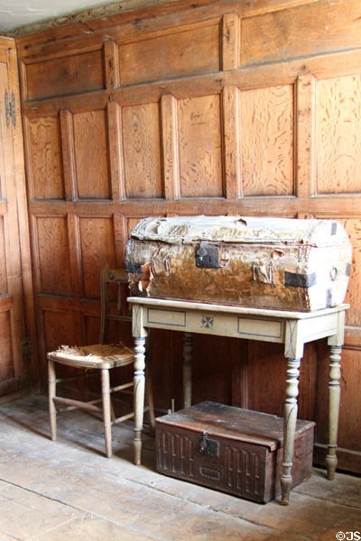 Antique travel trunks at Chastleton House. Moreton-in-Marsh, England.