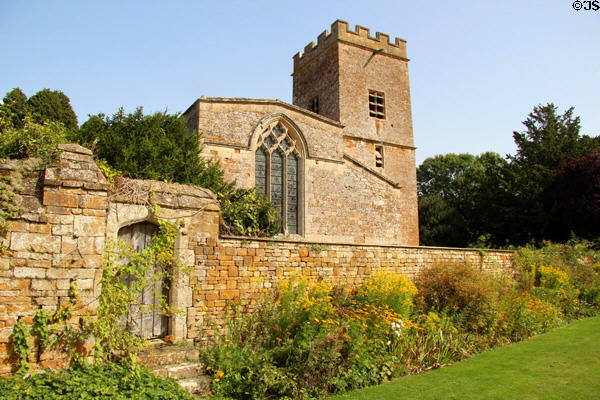 Chastleton House seen over garden wall. Moreton-in-Marsh, England.