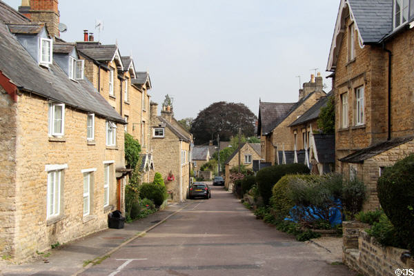 Distons Lane residential streetscape close to town center. Chipping Norton, England.