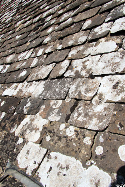 Rustic slate roof of Snowshill Manor. England.