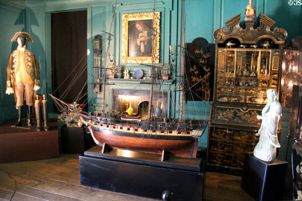 Large model of sailing ship & other objects at Snowshill Manor. England.