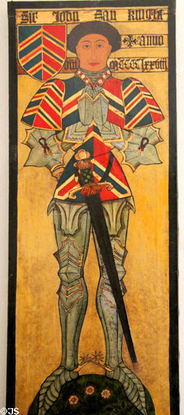 Graphic of a medieval knight in armor at Snowshill Manor. England.