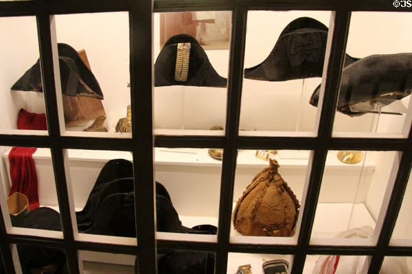 Dress hats worn by military officers at Snowshill Manor. England.