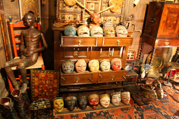 Collection of Oriental masks at Snowshill Manor. England.