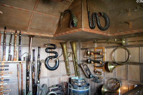 Collection of early musical instruments at Snowshill Manor. England.