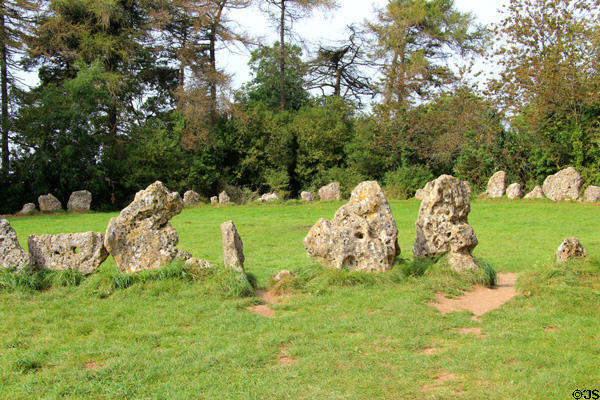 King's Men Stone Circle (c 2500BCE) one of the three monuments which are part of Rollright Stones complex. England.