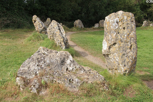 Detail of King's Men Stone Circle, part of Rollright Stones complex. England.