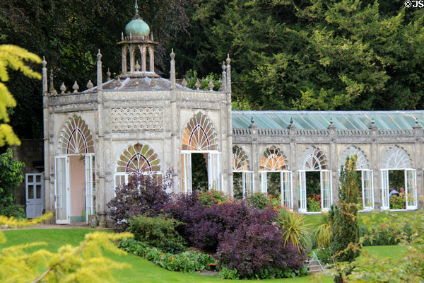 Entrance to Orangery, now a restaurant, at Sezincote. Moreton-in-Marsh, England.