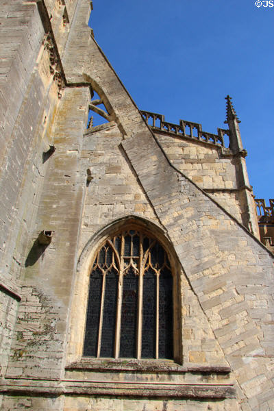 Detail of buttress supporting Church of St John Baptist. Cirencester, England.