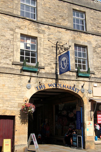 The Wool market shopping center on Market Place. Cirencester, England.