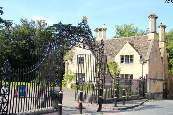 Ornate wrought iron gate (18thC) at Cecily Hill entrance to Cirencester Park. Cirencester, England.