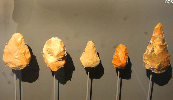 Flint blades of various types used for different purposes at Corinium Museum. Cirencester, England.