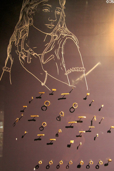 Bronze Age Hoard, consisting of precious objects, often gold or silver, buried to protect them during dangerous times at Corinium Museum. Cirencester, England.