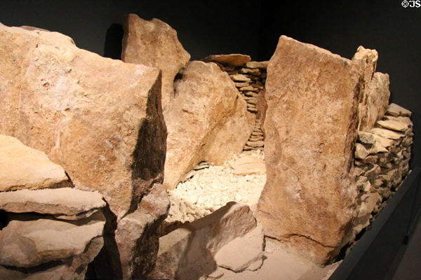 Stones used to form chambers & passageways of Hazleton North Long Barrow at Corinium Museum. Cirencester, England.