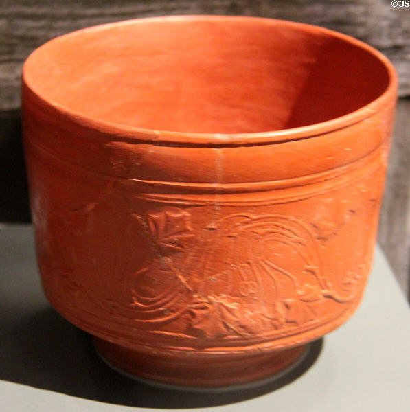 Samian ware pottery, imported from Gaul for use by Roman army stationed at fort in what is now Cirencester, at Corinium Museum. Cirencester, England.