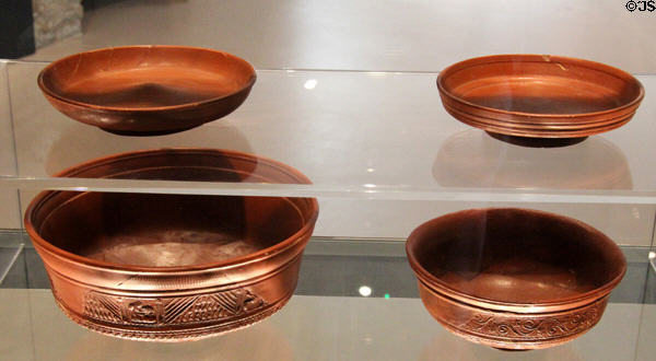 Samian ware pottery bowls at Corinium Museum. Cirencester, England.