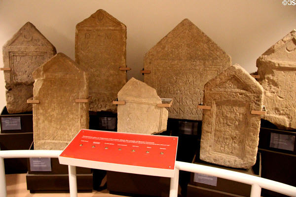 Tombstones from Roman era at Corinium Museum. Cirencester, England.