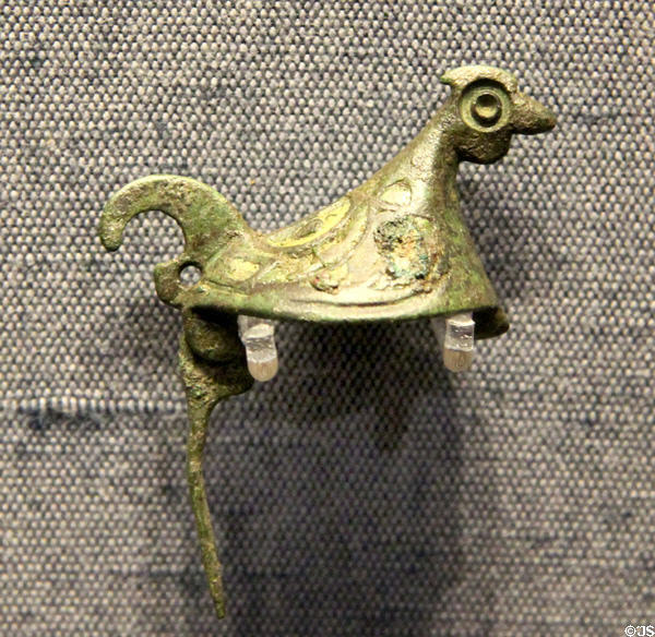 Roman brooch in form of bird (2nd & 3rdC CE) at Corinium Museum. Cirencester, England.