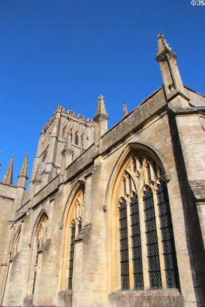 Spires & tower of Church of St Peter & St Paul. Northleach, England.