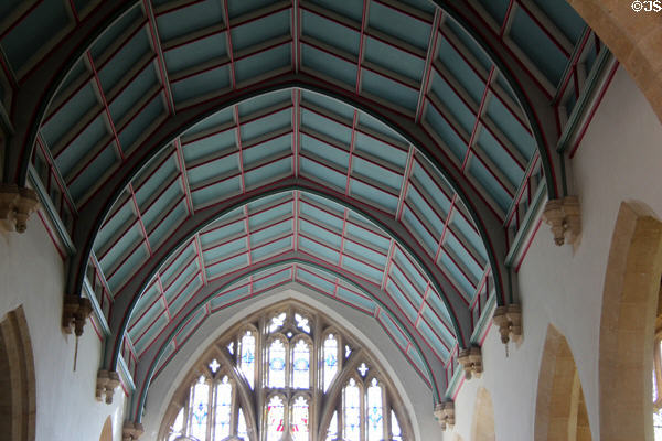 Vaulted ceiling in Church of St Peter & St Paul. Northleach, England.