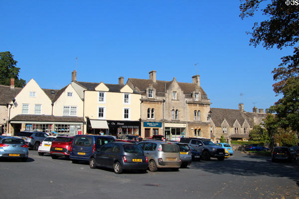 Town square with local shops. Northleach, England.