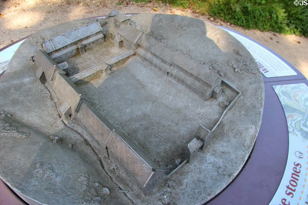 Model of what Roman era structures were believed to look like at Chedworth Roman Villa. England.