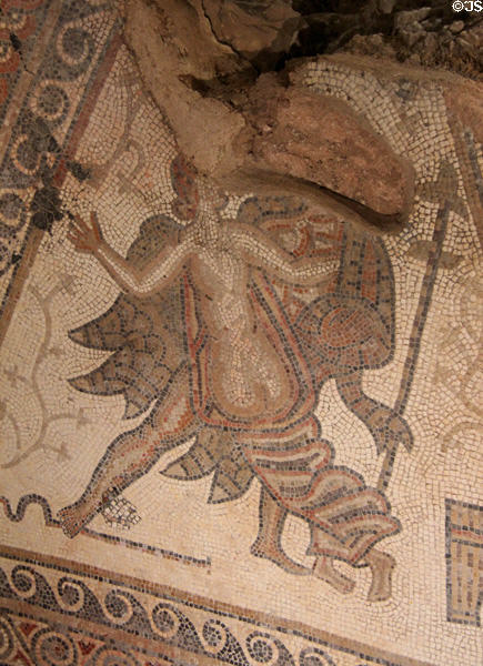Figure created in mosaic floor at Chedworth Roman Villa. England.