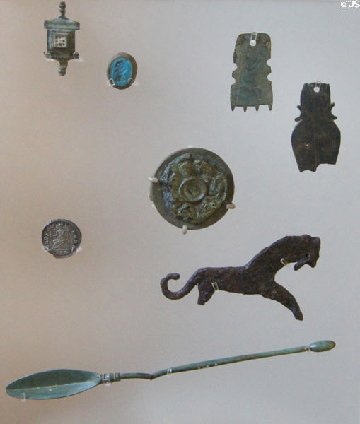 Metal objects found on site at Chedworth Roman Villa. England.