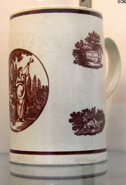 Creamware mug (1797) by Bradley & Co at Coalport China Museum. Ironbridge, England.