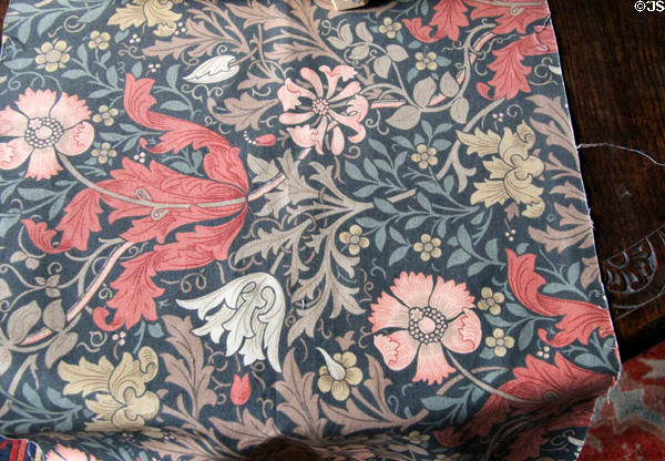 Compton Hall printed cotton (1896) by John Henry Dearle in Great Parlor at Wightwick Manor. Wolverhampton, England.