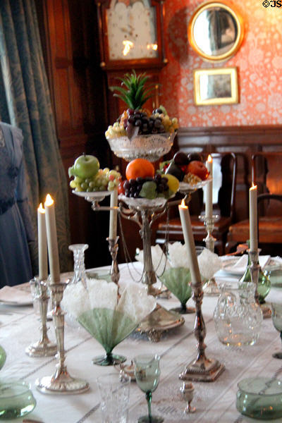 Dining room table setting at Wightwick Manor. Wolverhampton, England.