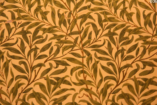 Detail of Willow Boughs wallpaper (1892 replaced 1930s) by William Morris at Wightwick Manor. Wolverhampton, England.
