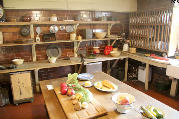 Kitchen work area at Wightwick Manor. Wolverhampton, England.