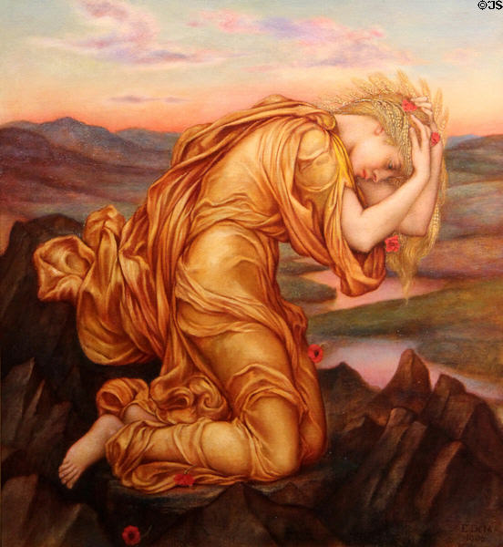 Demeter Mourning for Persephone painting (1905) by Evelyn De Morgan in private collection. England.