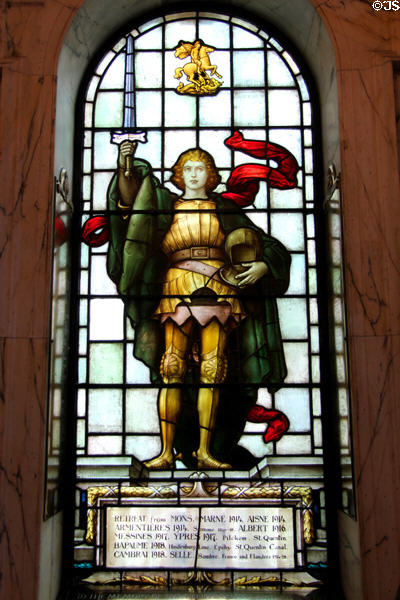 World War I North Irish Horse window (1925) at Belfast City Hall. Belfast, Northern Ireland.